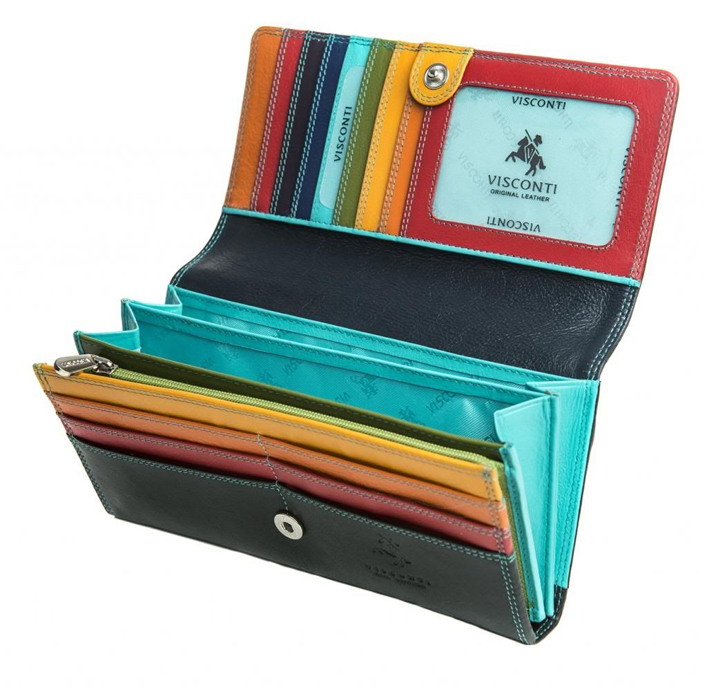 Visconti SP36 Ladies Black Multi Color Large Checkbook Purse Leather Wallet Gift | eBay
