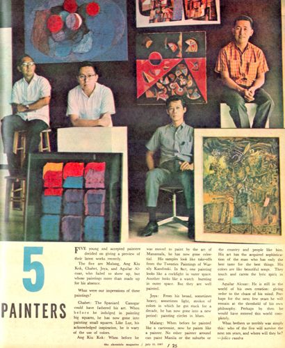 5 Painters. Jolico Quadra, The Manila Chronicle, July 15, 1967. Courtesy of the Lopez Memorial Museum.