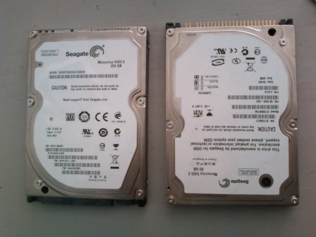 HDD laptop Seagate SATA 250GB = 550k; ATA 80Gb = 300k; RAM laptop DDR3 02Gb = 280K - 1