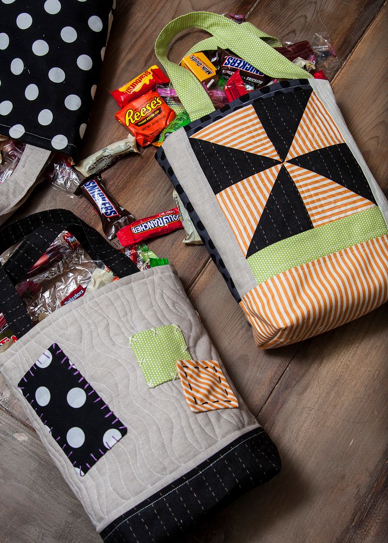 Free trick or treat bag tutorial by top US quilting blogger Lella Boutique.