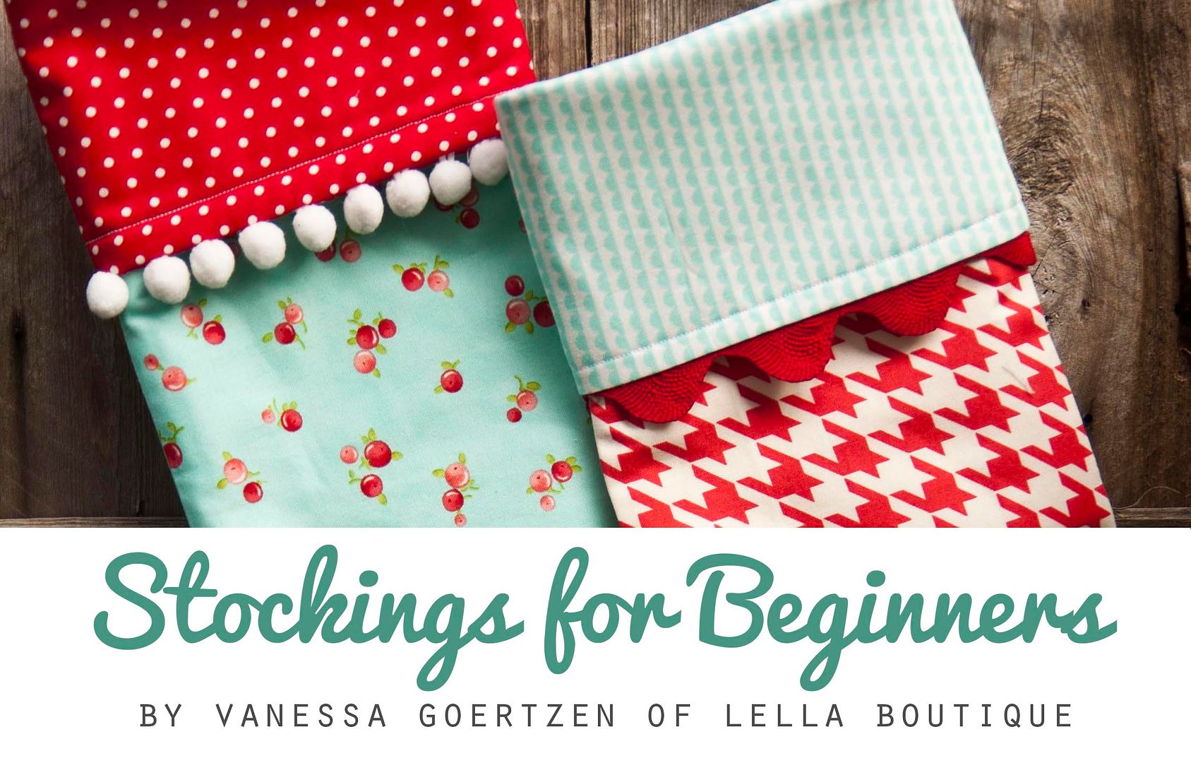 Basic Christmas stocking tutorial + pattern by Lella Boutique. Fabric is Vintage Modern by Bonnie & Camille for Moda Fabrics.