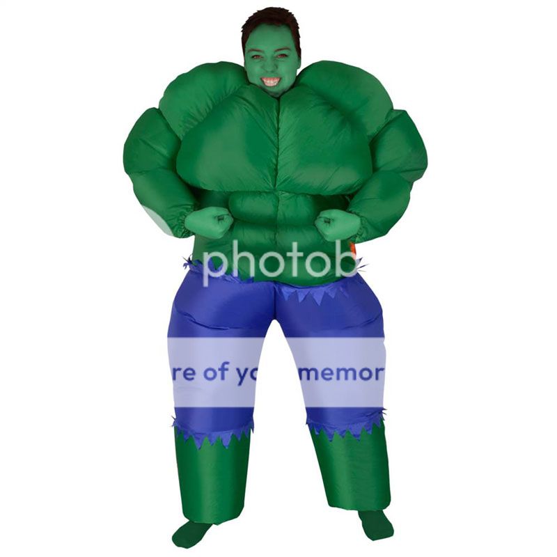 New 1X Inflatable Adult Green Muscle Man Suit Fancy Dress Costume Party