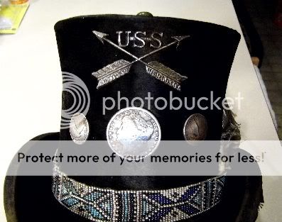 BEAVER BEADED TOP HAT WITH CONCHOS #36  